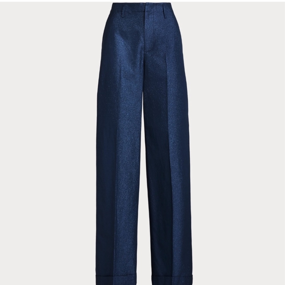 Polo Ralph Lauren Navy Blue Lurex High
Waist Wide Leg Pants 2 - NWT - Picture 5 of 8